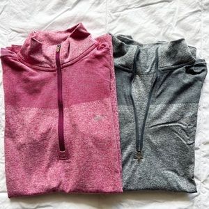 Nike Long sleeve running tops, half zip lightweight BUNDLE OF 2